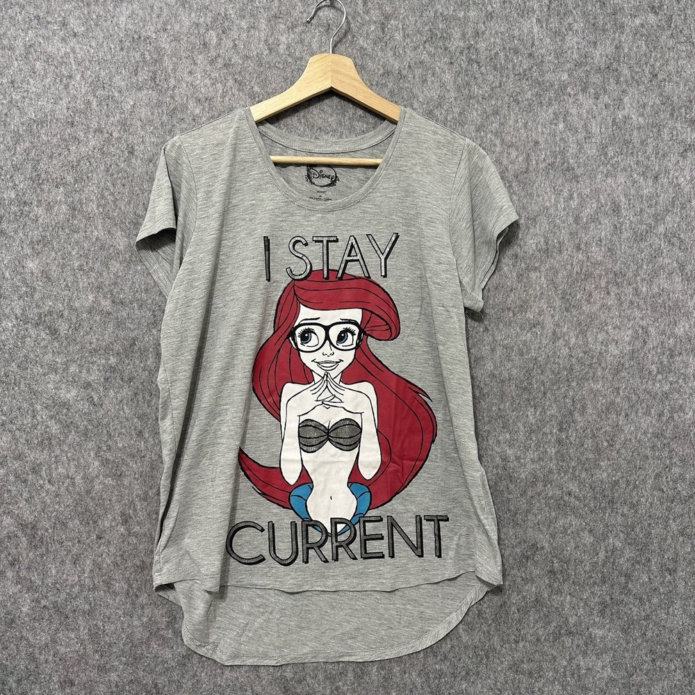 Disney Little Mermaid Ariel T-Shirt Women's XL Gray I Stay Current Graphic Tee